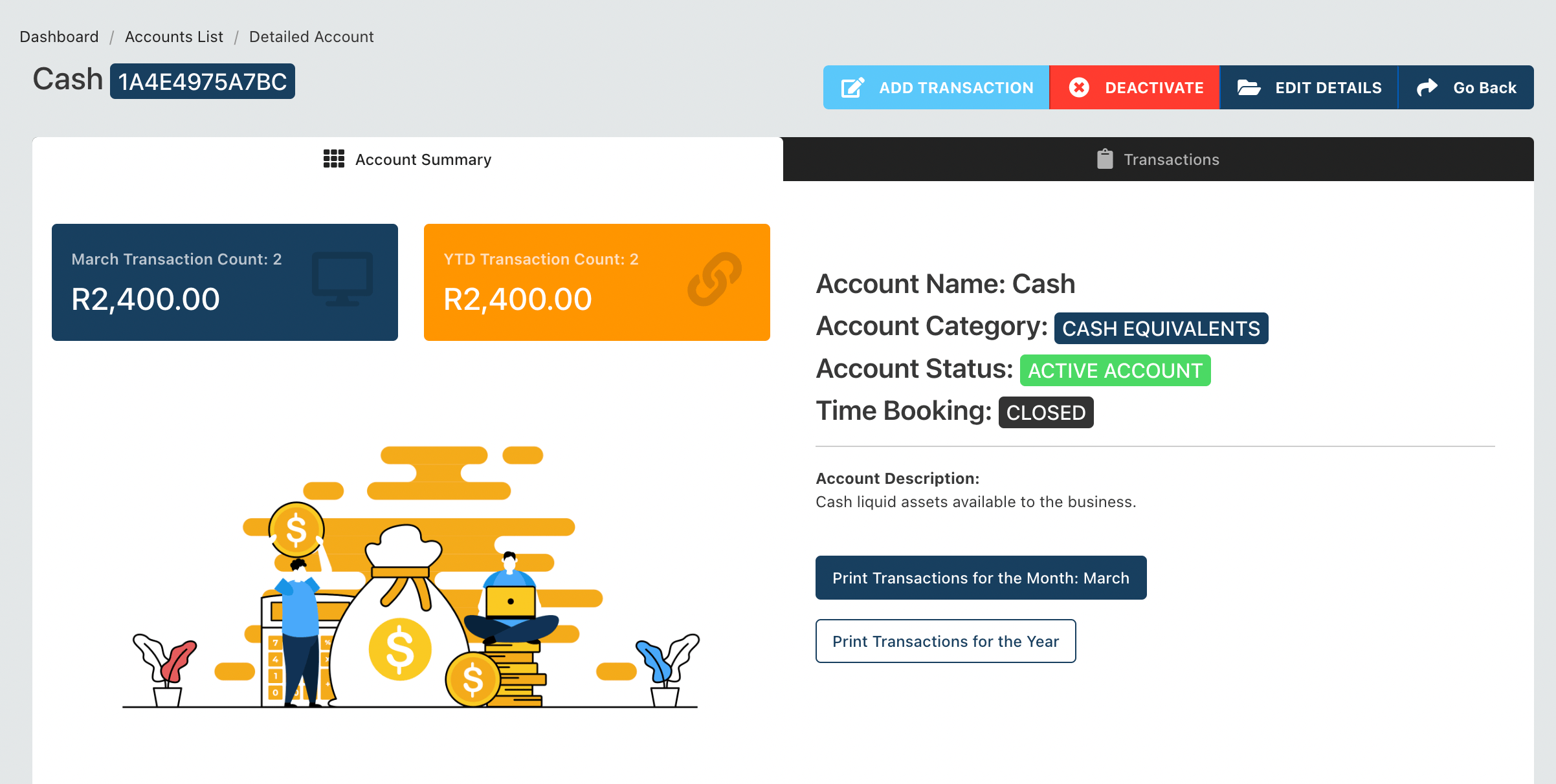 Finance App Account Summary Details