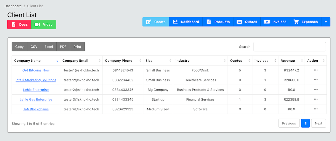 Finance Software Client List