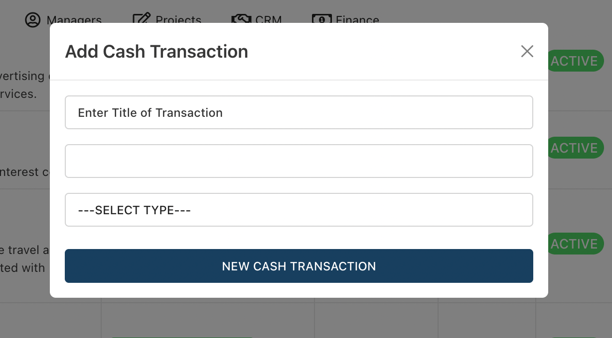 Finance App Add Transaction