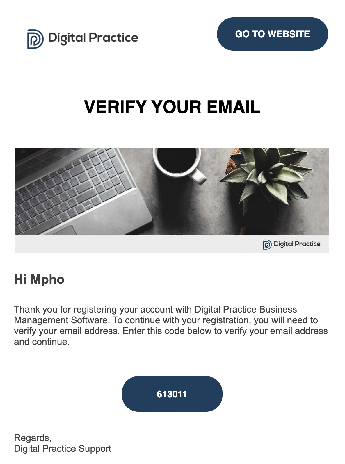 Example Confirmation Email