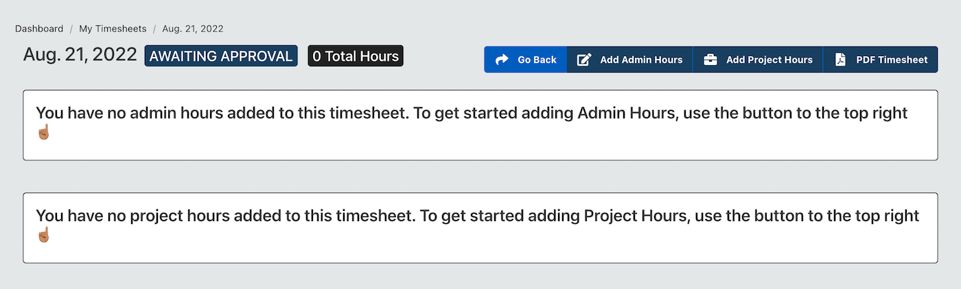 Create Personal Timesheets Page