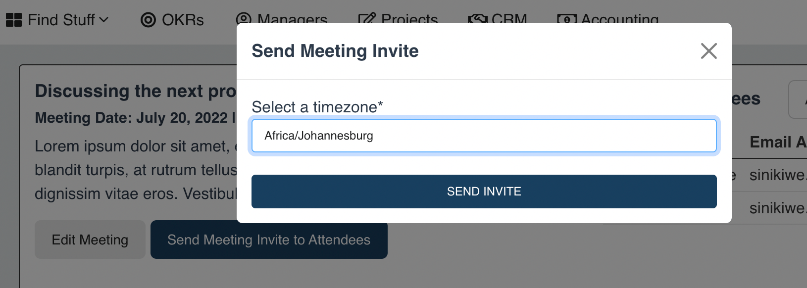 Meeting Attendees Invite