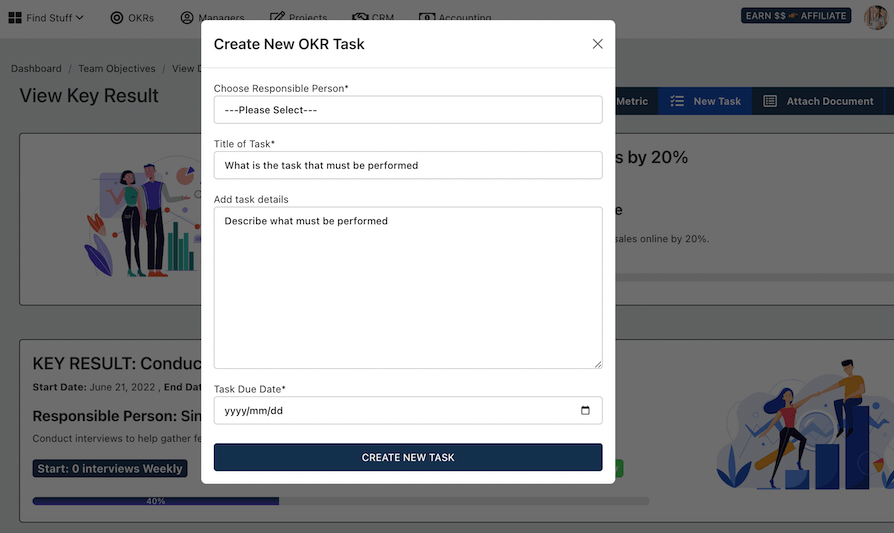 Enter OKR Supporting Task