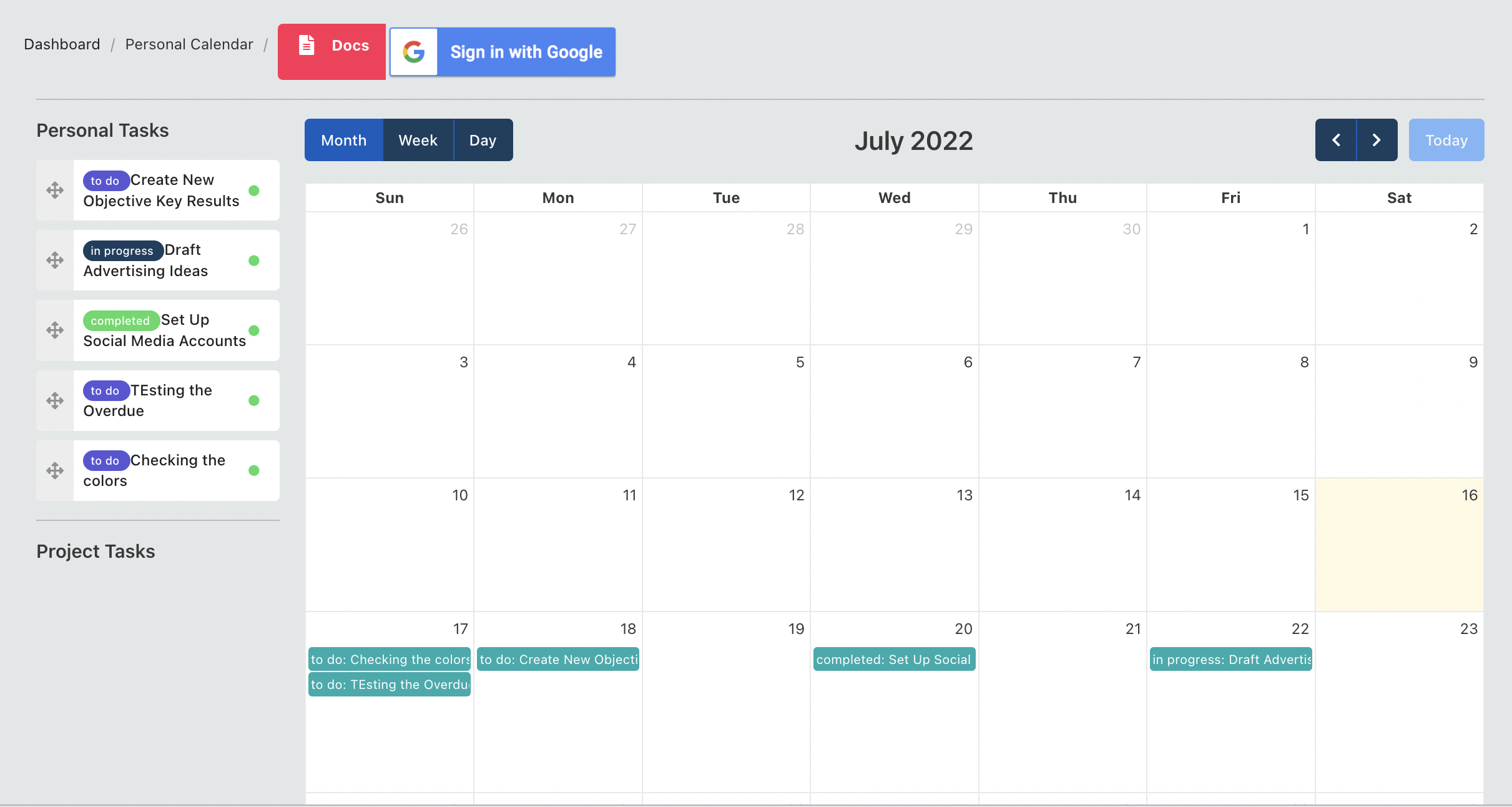 Calendar Digital Practice Software