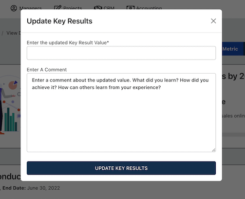 Update Key Result Value Check In