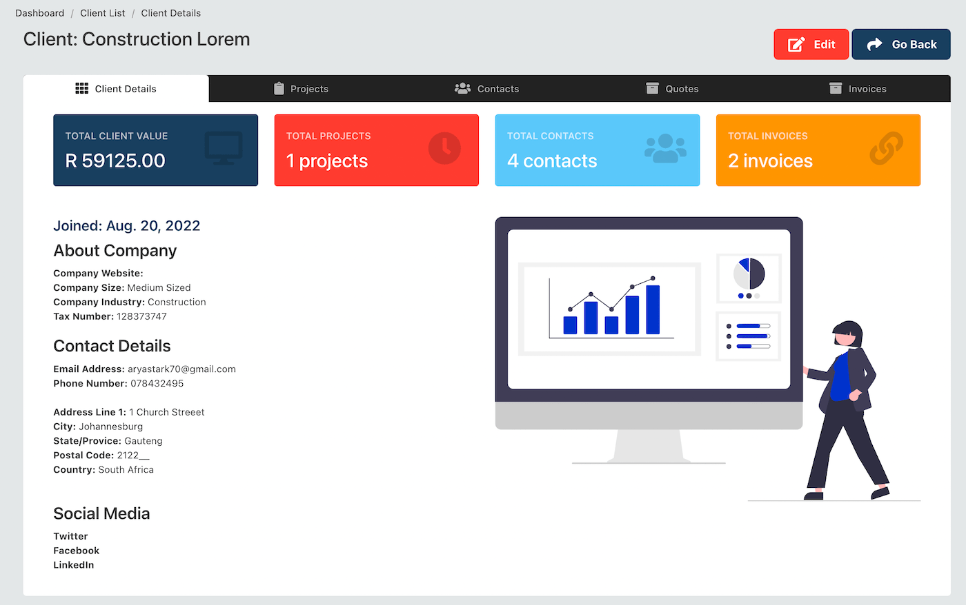 Finance Software Detailed Client Page