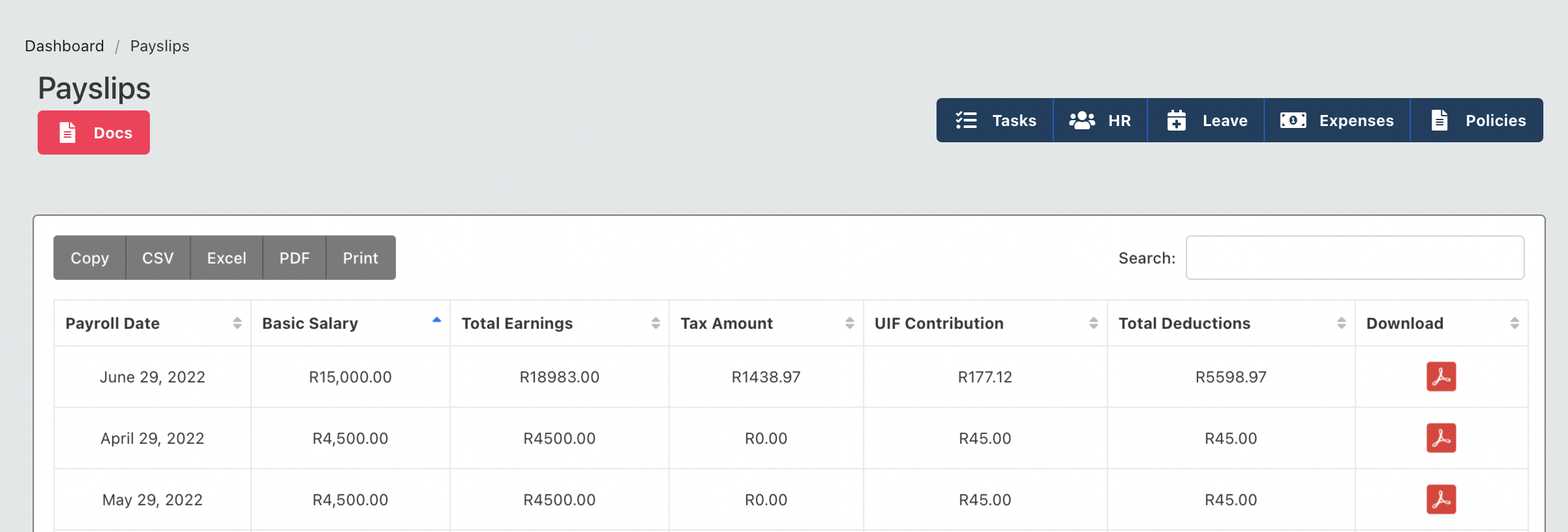 View Personal Payslips